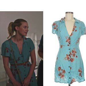 ASO BETTY COOPER RIVERDALE Mallory Floral Button Dress RARE EUC